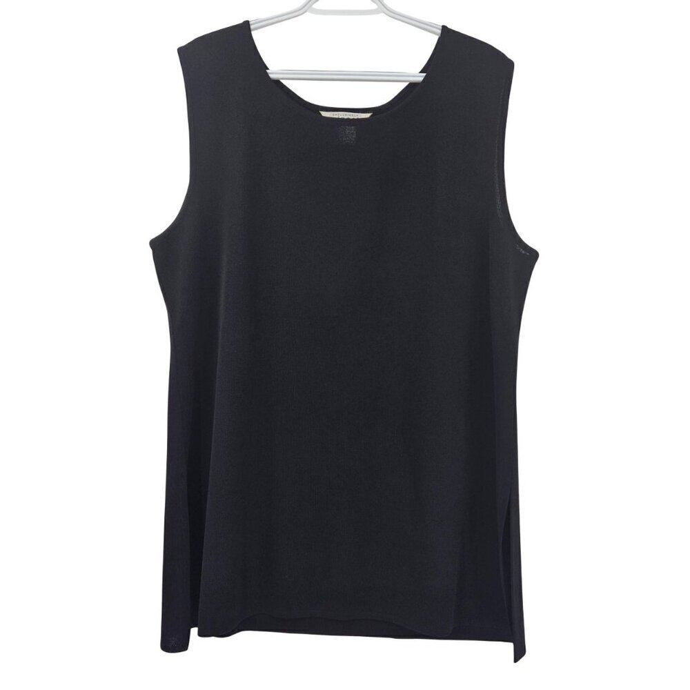 Misook Acrylic Knit Scoop Neck Shell Tank Top Black Women’s Size 1X Minimalist